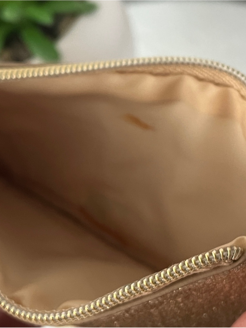 Jimmy Choo Gold Glitter Zip Pouch with Logo Plate - Picture 5 of 5